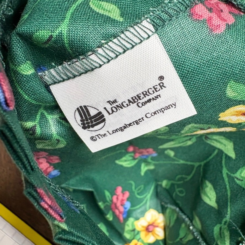 LONGABERGER Tea Basket Liner Fabric Emerald Vine 100% Cotton‎ NEW
